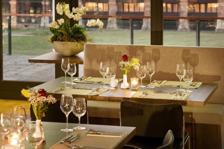 Set table from the calm dining room 1 at Seggau Castle