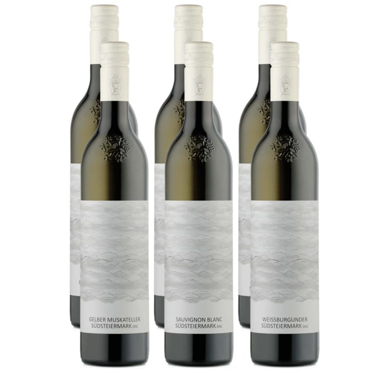 Offer Compare Vintages Compare the 2023 and 2024 vintages and find your favorite wine. Discover the exquisite selection of wines from southern Styria and enjoy premium wines known for their unique character and exceptional quality. Secure your exclusive wine package now and experience a truly special tasting: One 0.75l bottle each of: Gelber Muskateller Südsteiermark DAC 2023 Gelber Muskateller Südsteiermark DAC 2024 Sauvignon Blanc Südsteiermark DAC 2023 Sauvignon Blanc Südsteiermark DAC 2024 Weißburgunder Südsteiermark DAC 2023 Weißburgunder Südsteiermark DAC 2024 Regular price: €73.40 — now only €66.00